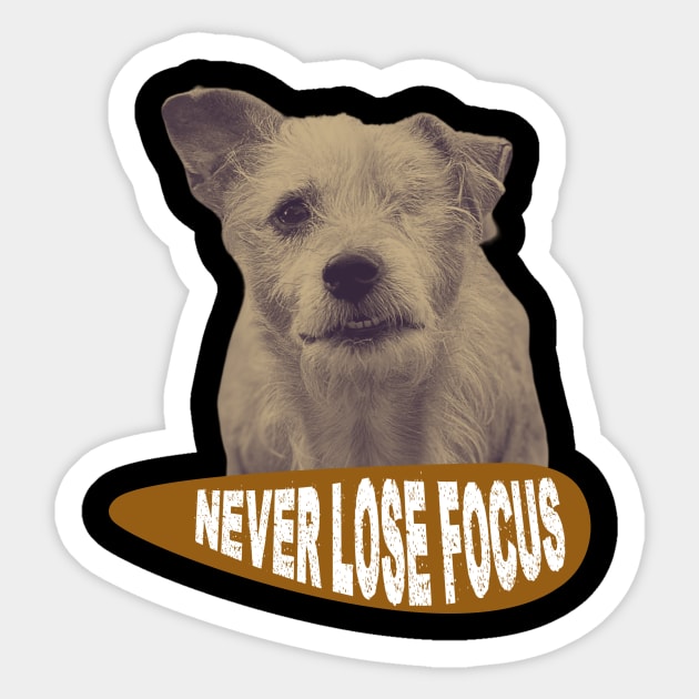 One-eyed dog, never lose focus Sticker by happygreen